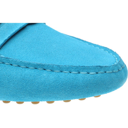 Herring Louisa ladies rubber-soled driving moccasins in turquoise suede