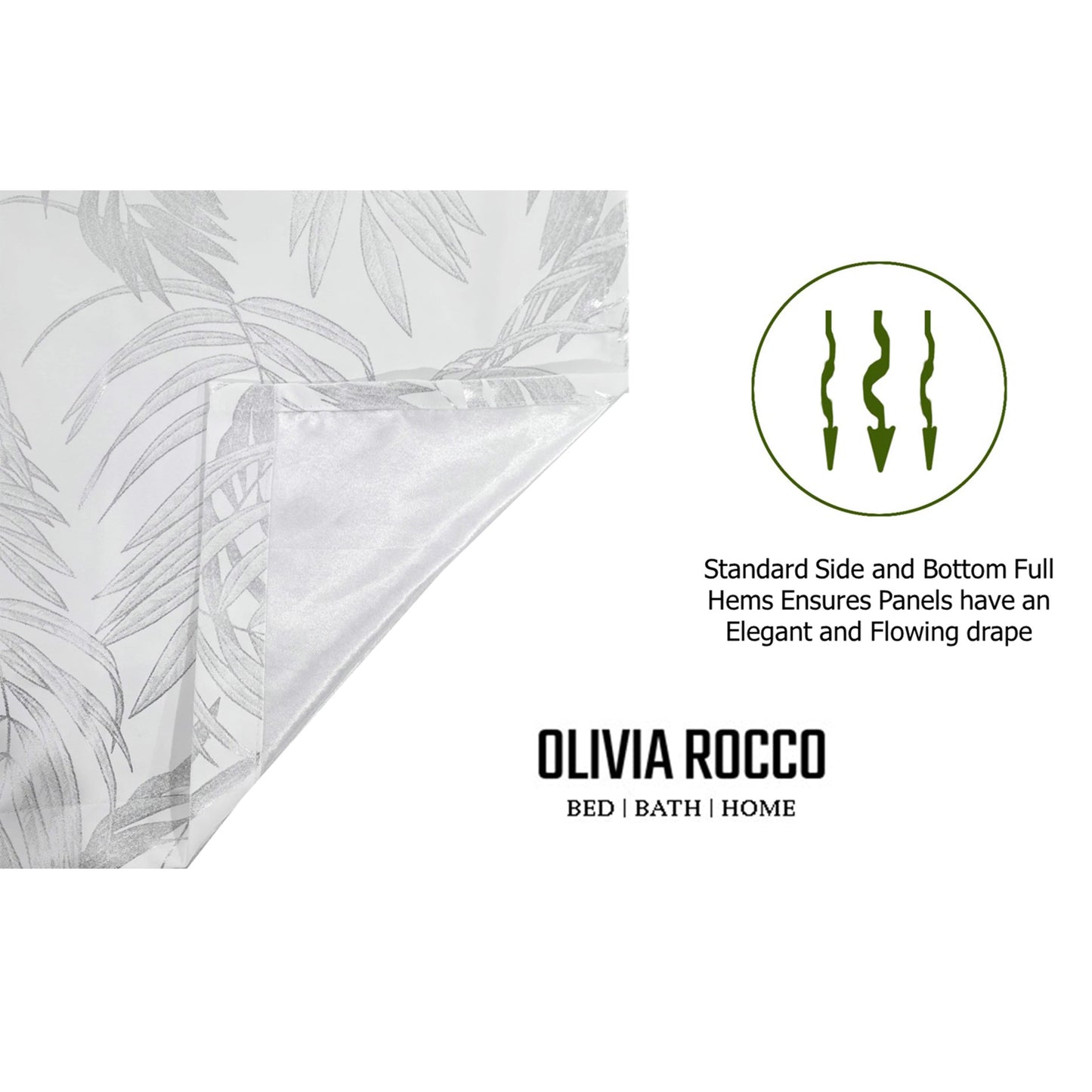Leaf White Sparkle Blackout Curtains Super Soft Thermal Insulated Eyelet Drapes for Living Room & Bedroom 2 Panels by OLIVIA ROCCO