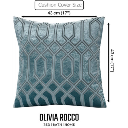 Luxe Geo Velvet Cushion Covers 2 Pack Teal Geometric Decorative Cushions for Sofa Bed & Living Room by OLIVIA ROCCO