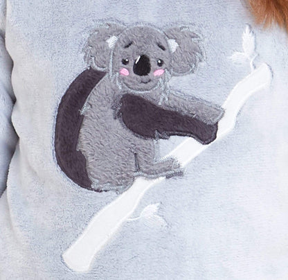Matching Mother Daughter Koala Bear Hooded Pyjama Set Soft Plush Fleece Flannel Loungewear Nightwear for Women and Girls by Daisy Dreamer