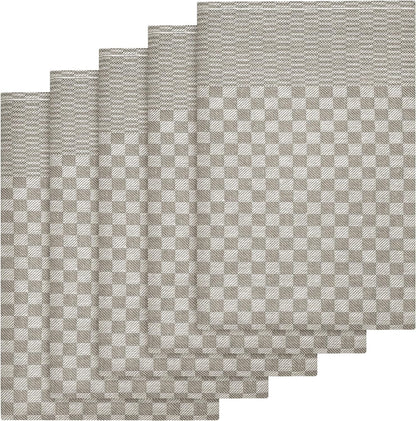 Pack of 5 Large Super Absorbent 100 Percent Cotton Tea Towels Quick Dry Durable Check Pattern Dish Cloths for Kitchen Home and Professional Use by OLIVIA ROCCO