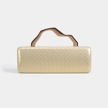 Fashionable PU Gold Shaped Clutch Bag Single Shoulder Crossbody For Evening Party Square Bag Chain Element Ladies Purse