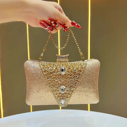 New  Dinner Bag Diamond Embedded Ladies Handbag Evening Gown Chain Crossbody Handheld Women's Bag