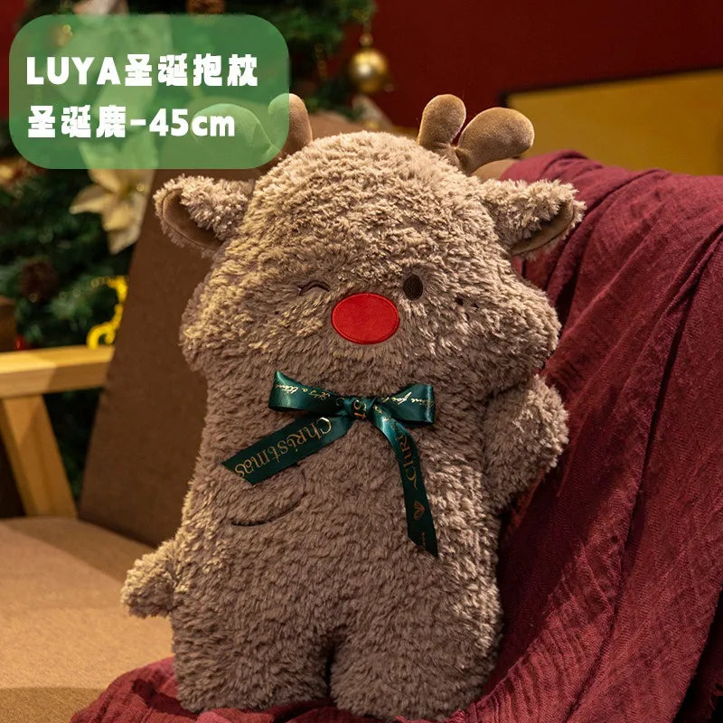 Christmas Decorative Cushion Santa Claus Toy Apple Peaceful Fruit Christmas wreath Cushion Gingerbread Man Cartoon Style