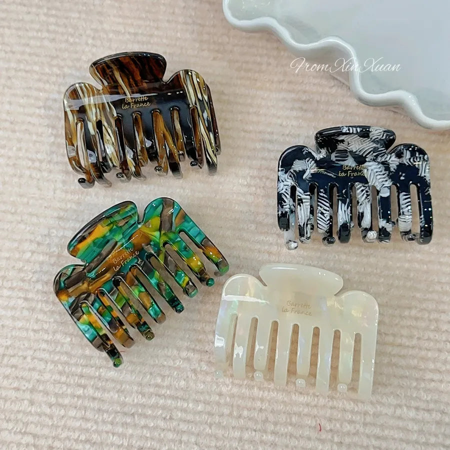 New Style Gold Label Letter Simple Acetate Square Hair Clip Women's Half Updo Medium Size Shark Clip Hair Accessories