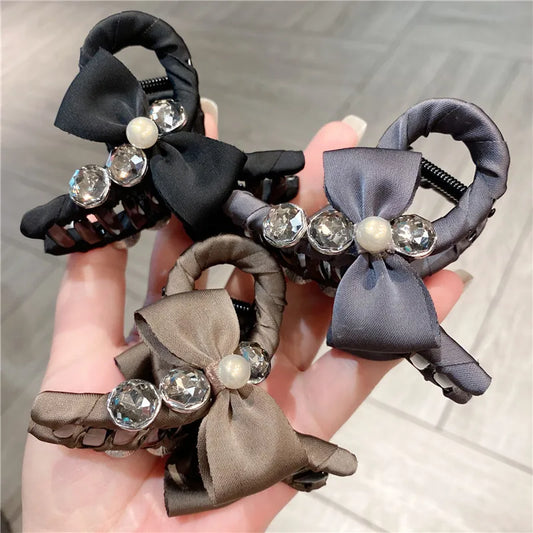 New Style Sweet Forest System Hair Clip Super Fairy Fabric Butterfly Knot Simple Back Of Head Bun Clip Casual Fashion Women Claw Hair Clip