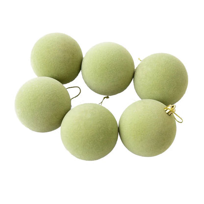 Flocking Christmas Ball Decorations 6/8cm Christmas Tree Ornaments Christmas Day Decorations Simple Style Plastic Material