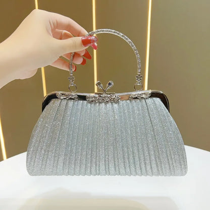 Elegant Women's Folded Handbag For Dinner Party High-End Sensation Luxury Clutch Bag Square Shape Polyester Fashion Element