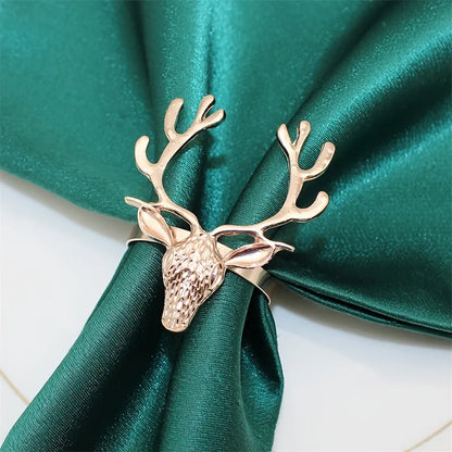 Fashionable Electroplated Christmas Deer Head Sacrificial Festival Sheep Head Bull Head Iron Napkin Rings  Style