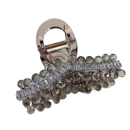 Elegant Vintage Heavy Work Crystal Full Drill Hair Clip Medium Shark Clamp Secure Updo Hair Accessories Trendy Sweet Headwear