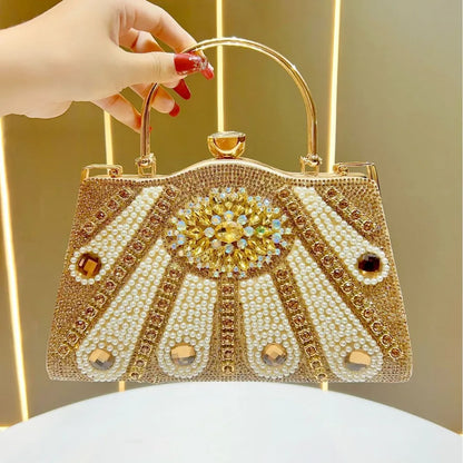 New Elegant Large Capacity Women's Bag Luxury Crossbody Dinner Bag KTV Princess Versatile Square Bag Fashion Lock Buckle Diamond