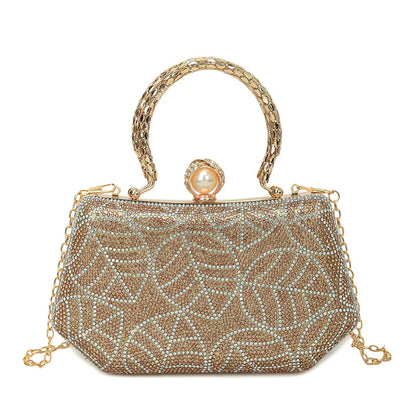 Fashionable Diamond Embedded Retro Evening Bag Women's Crossbody Chain Box Bag Special Shape Material Box Style Single Shoulder Strap