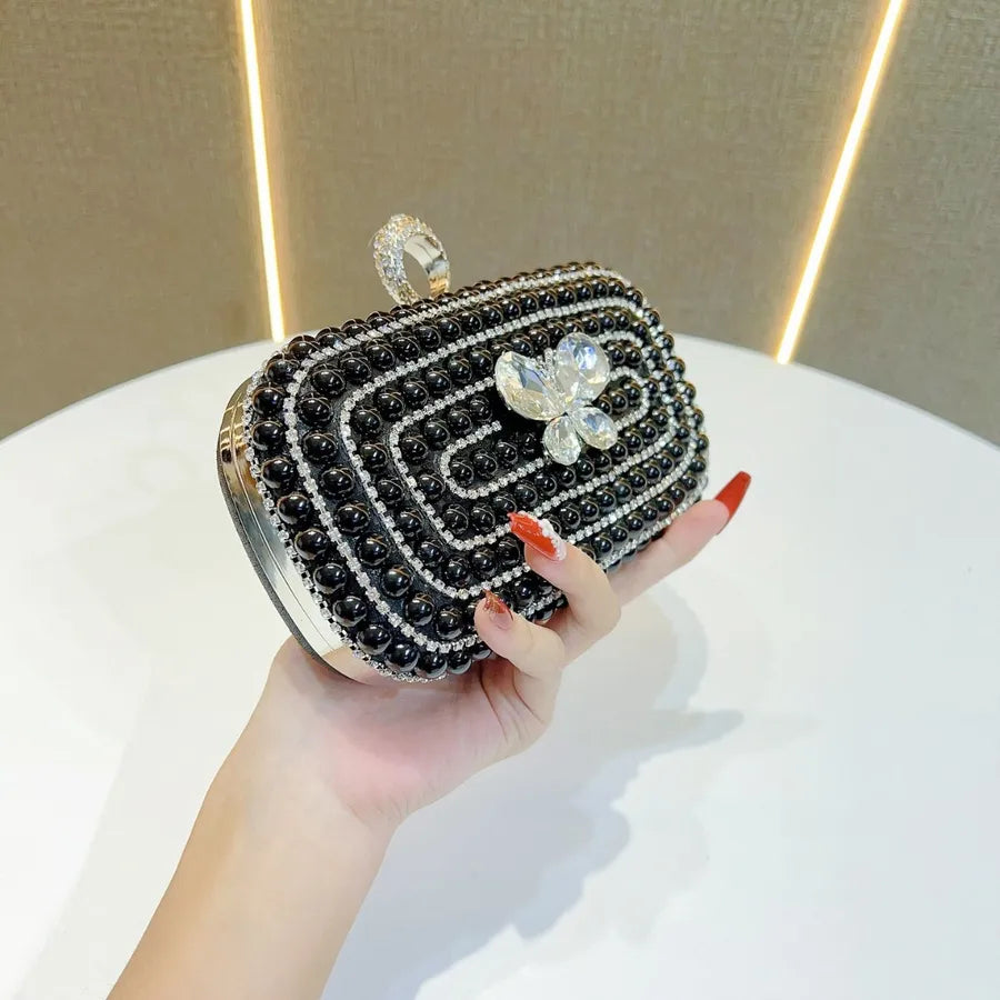 New Large Capacity Diamond Embedded Clutch Bag Fashionable Pearl Evening Bag For Parties And Dinners Ladies Handbag