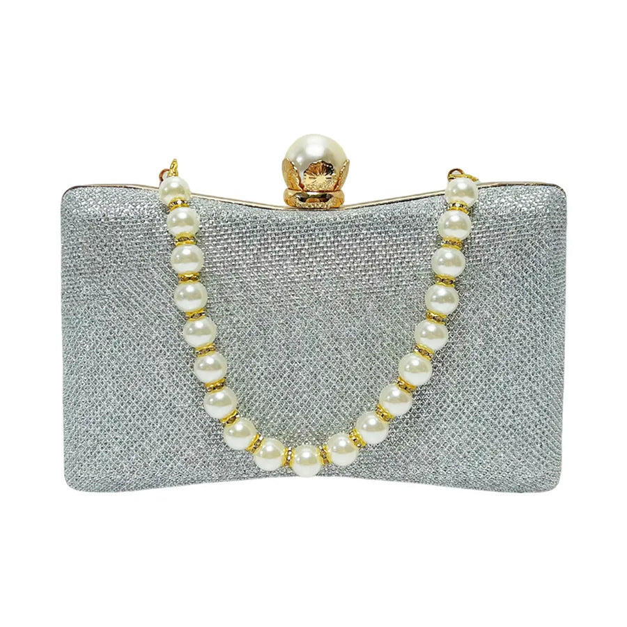 Elegant Evening Clutch Bag Fashionable Chain Handbag Wedding Maid Of Honor Dress Bag Square Polyester Beaded Shiny Sequins
