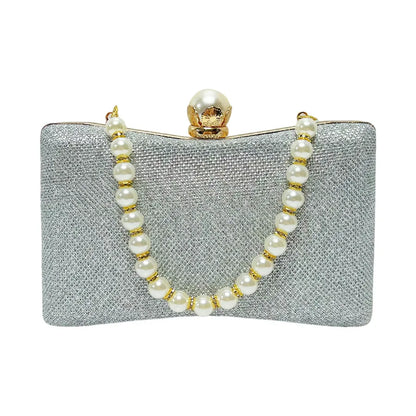 Elegant Evening Clutch Bag Fashionable Chain Handbag Wedding Maid Of Honor Dress Bag Square Polyester Beaded Shiny Sequins