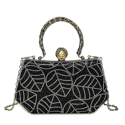 Fashionable Diamond Embedded Retro Evening Bag Women's Crossbody Chain Box Bag Special Shape Material Box Style Single Shoulder Strap