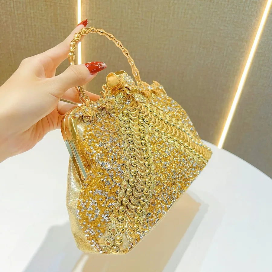 New Diamond Embedded Handbag Evening Dress Bag Ball Elegance Lady Clutch Crossbody PVC Pillow Shape Fashion Shoulder Strap