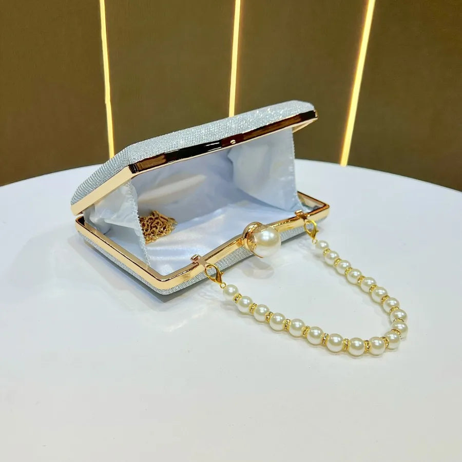 Elegant Evening Clutch Bag Fashionable Chain Handbag Wedding Maid Of Honor Dress Bag Square Polyester Beaded Shiny Sequins