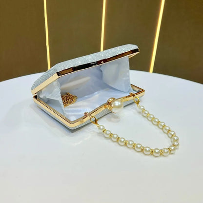 Elegant Evening Clutch Bag Fashionable Chain Handbag Wedding Maid Of Honor Dress Bag Square Polyester Beaded Shiny Sequins