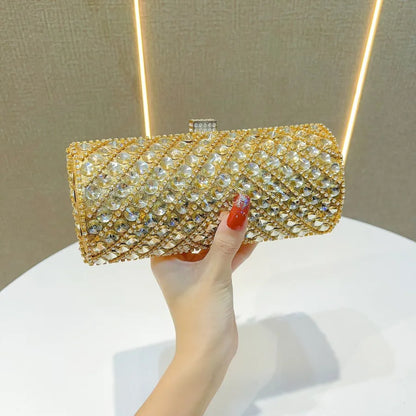 Elegant Evening Clutch Bag Women's High-End Rhinestone Decorated Dress Bag Full Diamond Bag French Bread Bag Banquet Bag