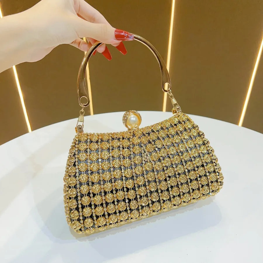 Retro Chinese Style Diamond Embedded High-End Sensation Wedding Handbag Women's Evening Dress Bag Cheongsam Clutch Bag