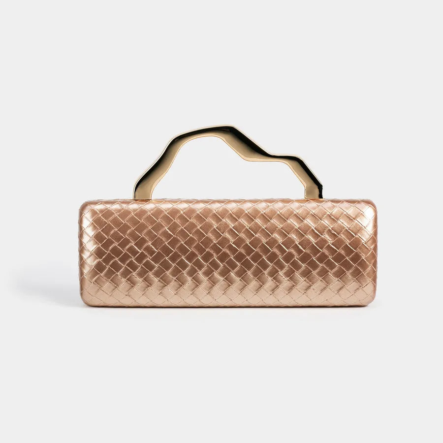 Fashionable PU Gold Shaped Clutch Bag Single Shoulder Crossbody For Evening Party Square Bag Chain Element Ladies Purse