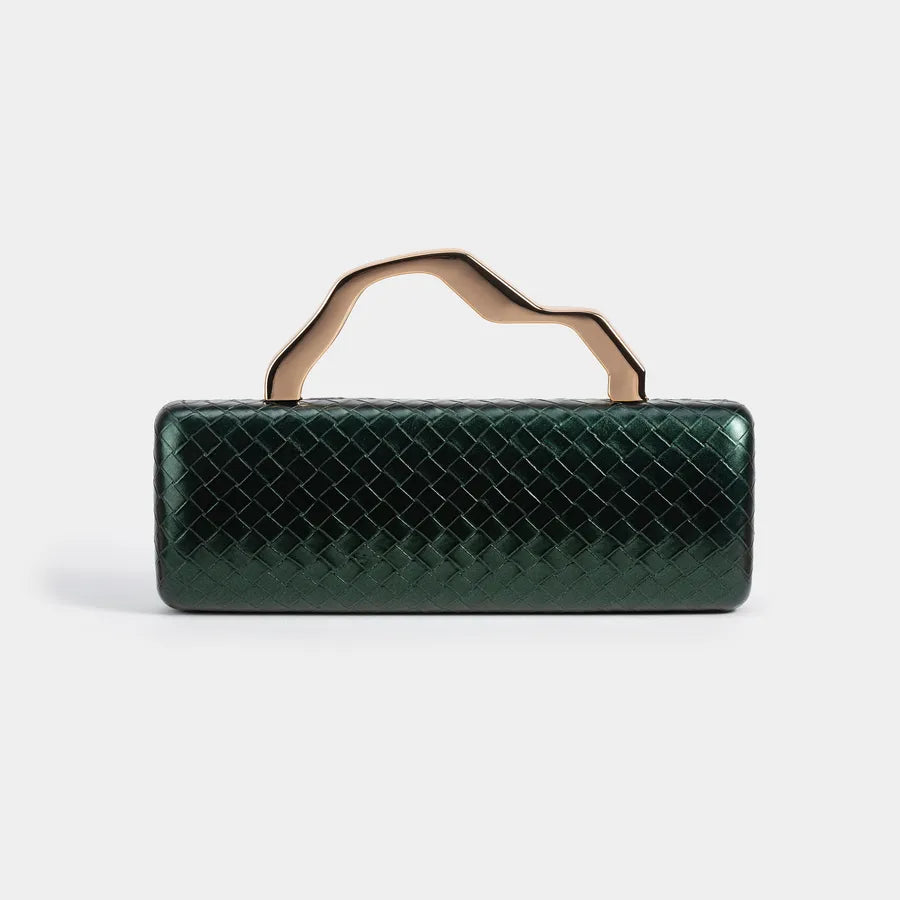 Fashionable PU Gold Shaped Clutch Bag Single Shoulder Crossbody For Evening Party Square Bag Chain Element Ladies Purse