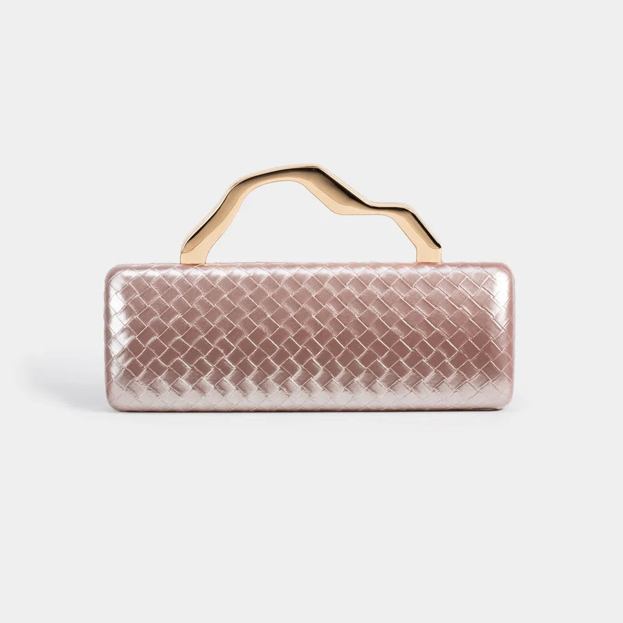 Fashionable PU Gold Shaped Clutch Bag Single Shoulder Crossbody For Evening Party Square Bag Chain Element Ladies Purse