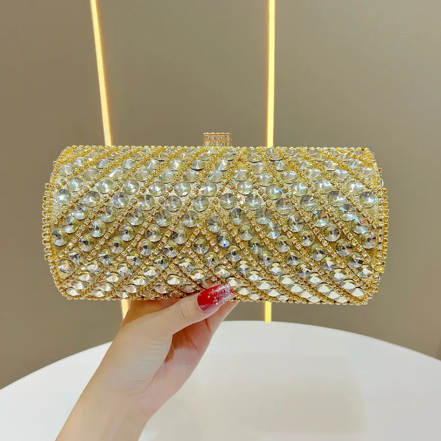 Elegant Evening Clutch Bag Women's High-End Rhinestone Decorated Dress Bag Full Diamond Bag French Bread Bag Banquet Bag