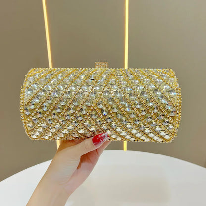 Elegant Evening Clutch Bag Women's High-End Rhinestone Decorated Dress Bag Full Diamond Bag French Bread Bag Banquet Bag