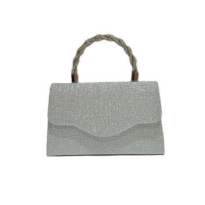 Shiny Water Diamond Evening Handbag Ladies  Style KTV Princess Dress Bag Square ABS Material Flip Cover