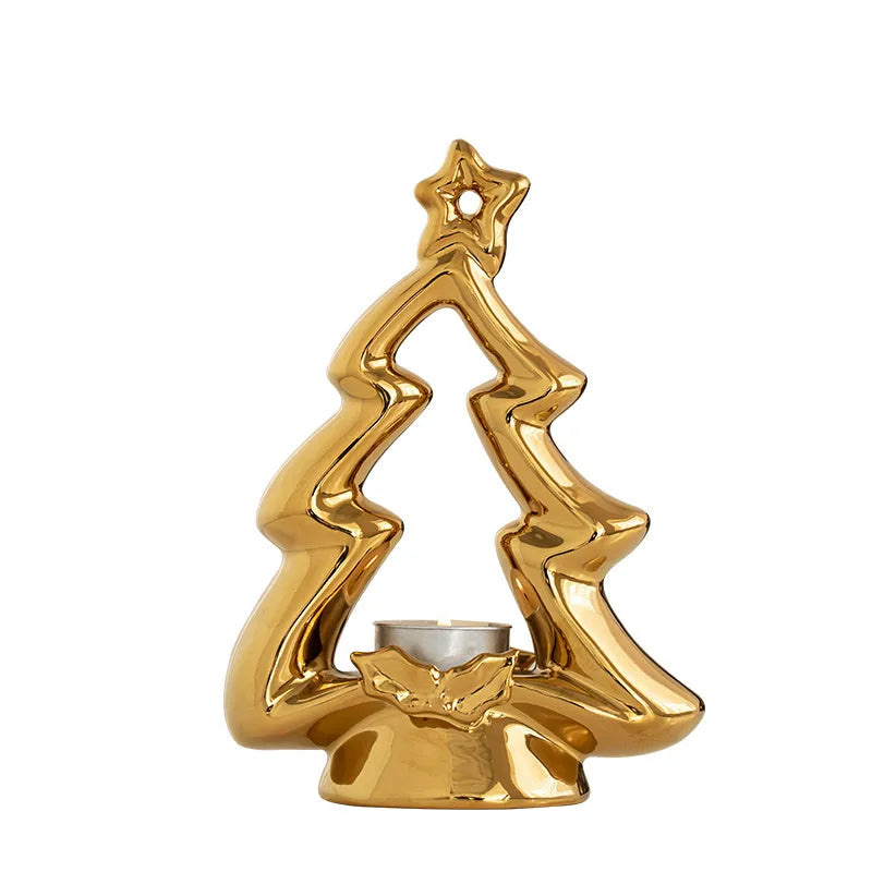 Ceramic Christmas Tree Candle Holder Halloween Scenic Spot Decoration Nordic Style Aromatherapy Candle Stand Tabletop Ornament