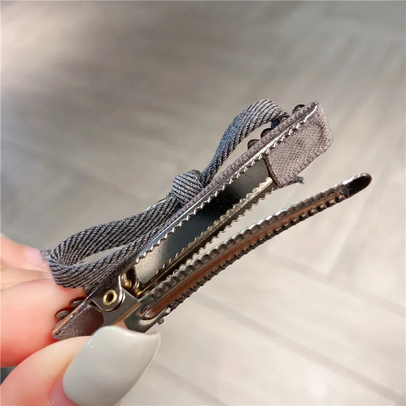 Elegant Retro Plaid Butterfly Knot Hair Clip Women's Diamond Rhinestone Side Bangs Hair Clamp Casual Style Hair Accessories