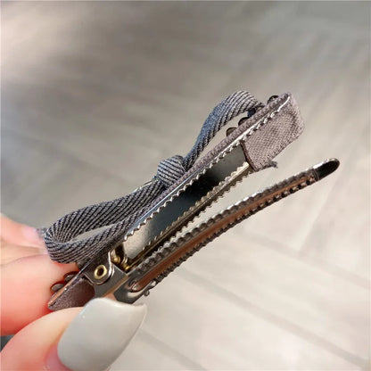 Elegant Retro Plaid Butterfly Knot Hair Clip Women's Diamond Rhinestone Side Bangs Hair Clamp Casual Style Hair Accessories