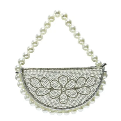 Elegant Evening Bag Women's Handbag Beaded Crystal Clutch French Style Dress Handheld Crossbody Ball Gown Satchel Oval Shape