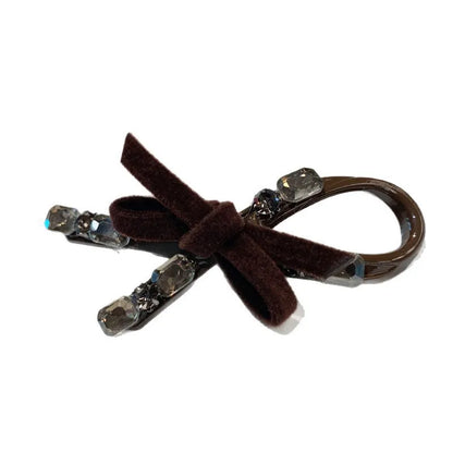 Butterfly Knot Brown Flocked Hair Clip Side Ponytail Holder Women's Duckbill Hair Accessories Casual Style Hair Decorations