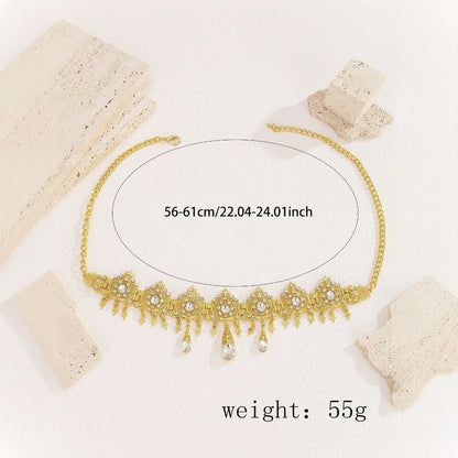 Gold Plated Crystal Embedded Waterdrop Shaped Hairband Arabic Wedding Headwear Women's Original Design Crown Hair Accessory