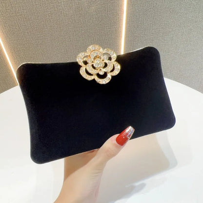 Velvet Diamond Embedded Women's Crossbody Shoulder Bag Evening Party Wedding Dress Handbag Pillow Shape Fashion Print