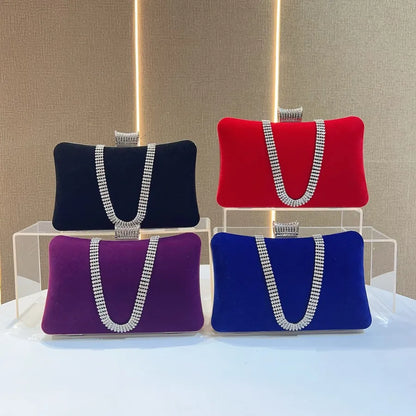 Velvet Evening Bag Handbag Small Fragrance Style Fashion Single Shoulder Women's Bag For Banquet Party Diamond Embellished