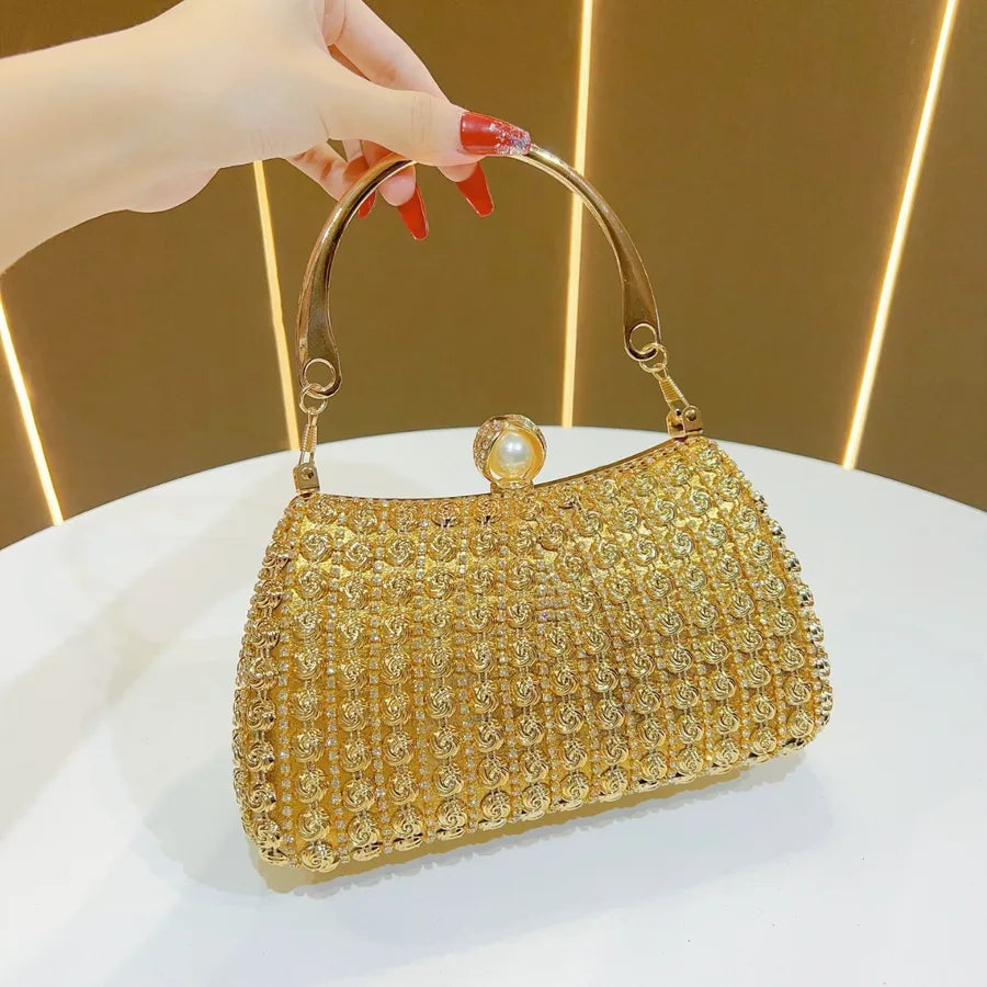 Retro Chinese Style Diamond Embedded High-End Sensation Wedding Handbag Women's Evening Dress Bag Cheongsam Clutch Bag