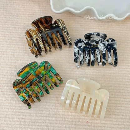 New Style Gold Label Letter Simple Acetate Square Hair Clip Women's Half Updo Medium Size Shark Clip Hair Accessories