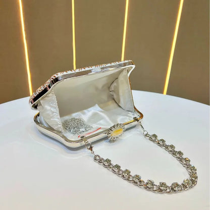 New Women's Party Evening Bag Luxury Diamond Embedded Handbag Single Shoulder Bag Handheld Bag Clutch Bag Polyester Pillow Shape