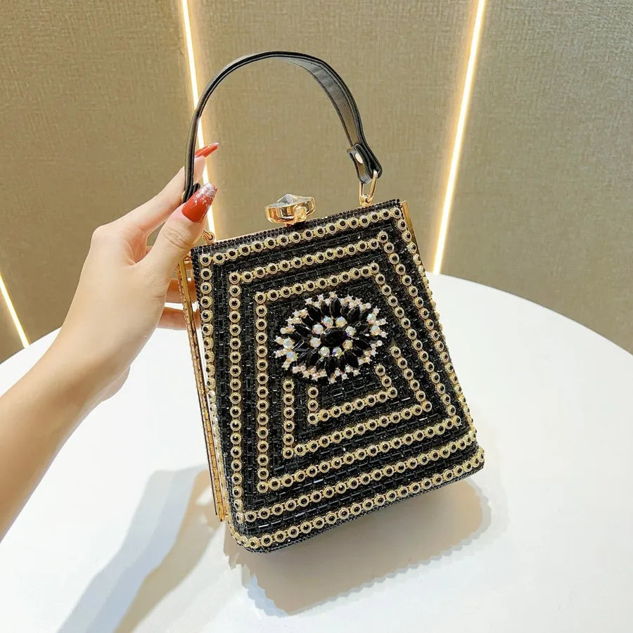 New Evening Bag Diamond Embellished Cheongsam Shoulder Crossbody Phone Bag For Dinner Party Sparkling Single Strap Handbag