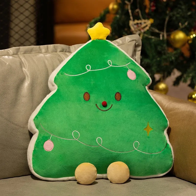 Christmas Decorative Cushion Santa Claus Toy Apple Peaceful Fruit Christmas wreath Cushion Gingerbread Man Cartoon Style