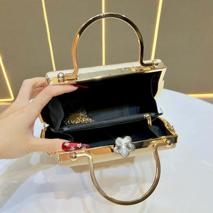 Fashionable Women's Handbag Evening Dress Bag Wedding Maids Shoulder Crossbody Diamond Embellished Bucket Shape PU Bag