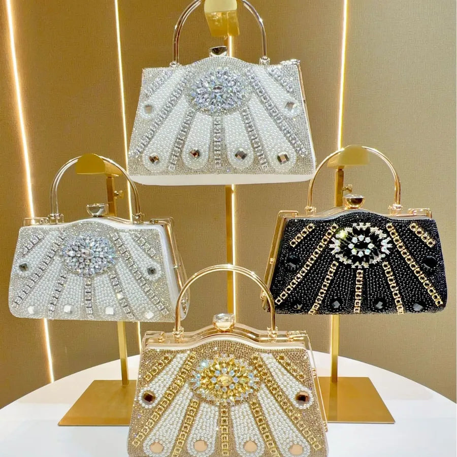 New Elegant Large Capacity Women's Bag Luxury Crossbody Dinner Bag KTV Princess Versatile Square Bag Fashion Lock Buckle Diamond