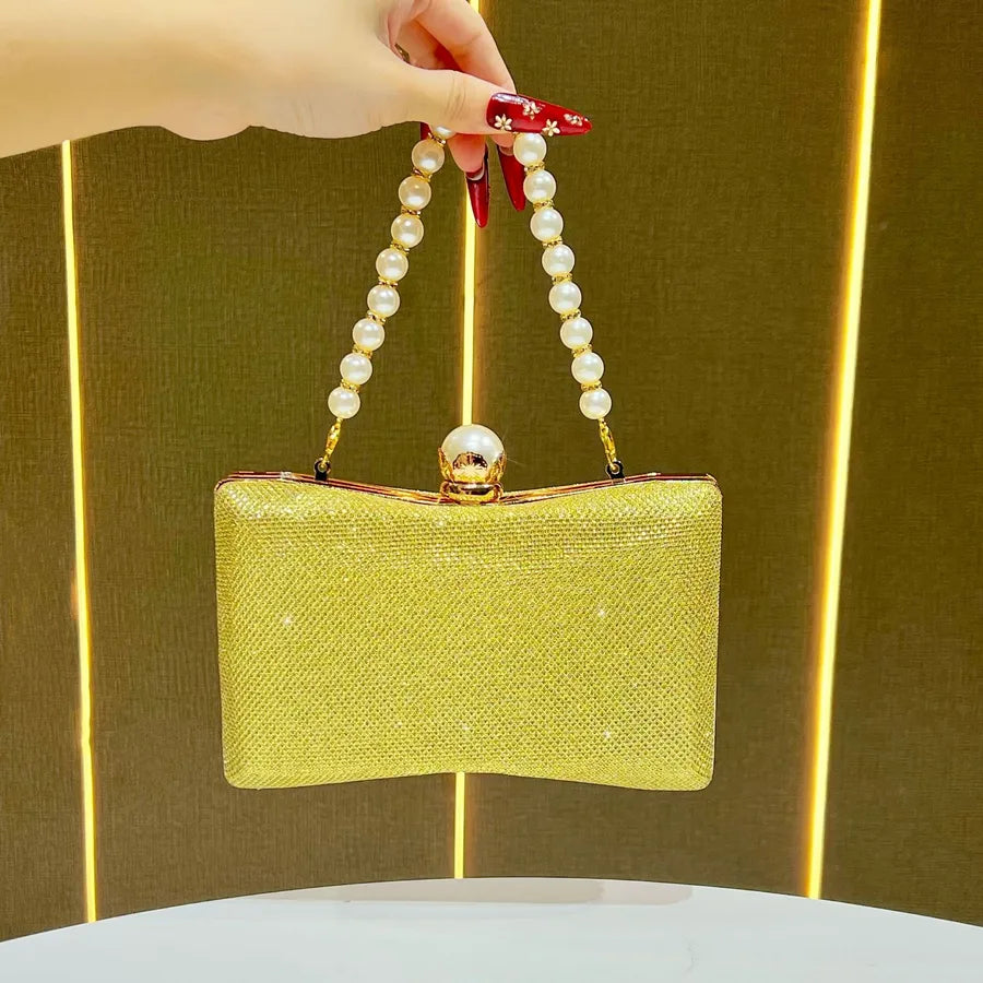 Elegant Evening Clutch Bag Fashionable Chain Handbag Wedding Maid Of Honor Dress Bag Square Polyester Beaded Shiny Sequins