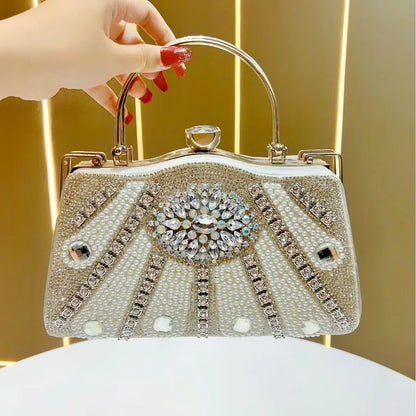 New Elegant Large Capacity Women's Bag Luxury Crossbody Dinner Bag KTV Princess Versatile Square Bag Fashion Lock Buckle Diamond