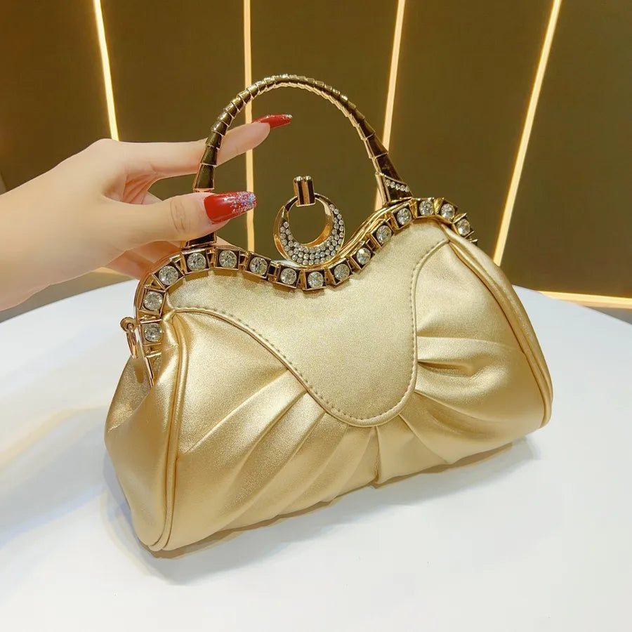 New Retro Folded Handbag Large Capacity Single Shoulder Bag Evening Bag Simple Ladies Crossbody Bag Dumpling Shape Pu Bag