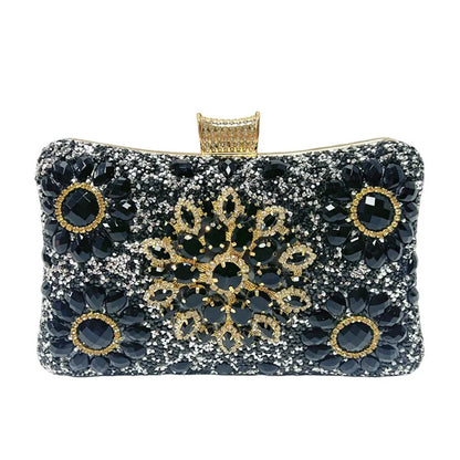 New Elegant Diamond Embedded Evening Bag Women's Handbag Single Shoulder Crossbody Bag Flag Dress Clutch Chain Handbag